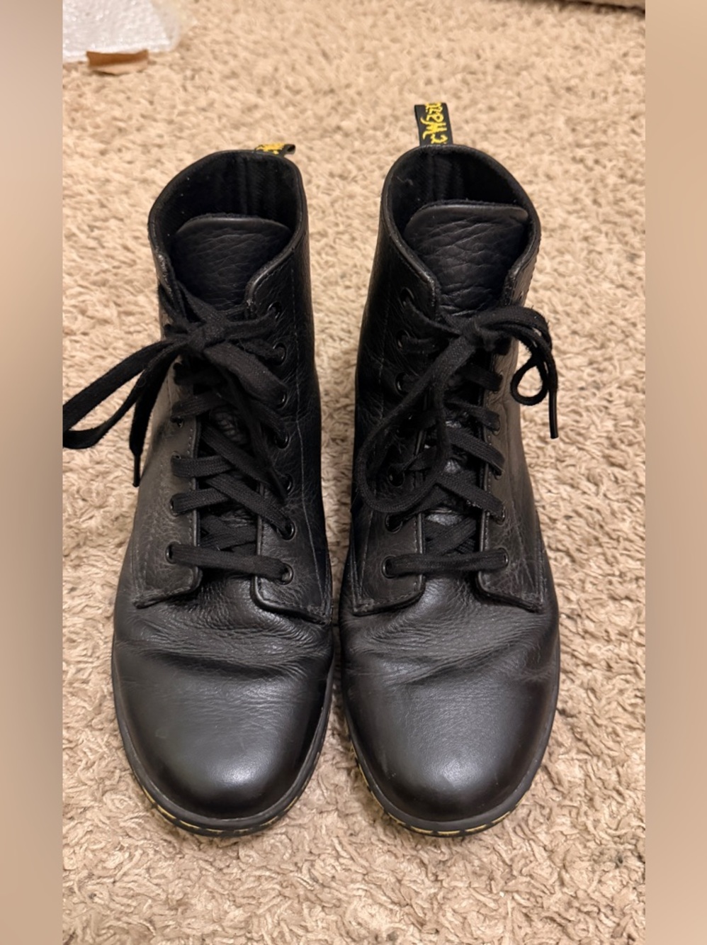 Dr. Doc Martens Black Leather High-Top Lace-Up Boots